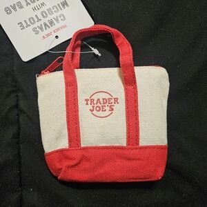 Trader Joe's Red and White Mini Canvas Bag